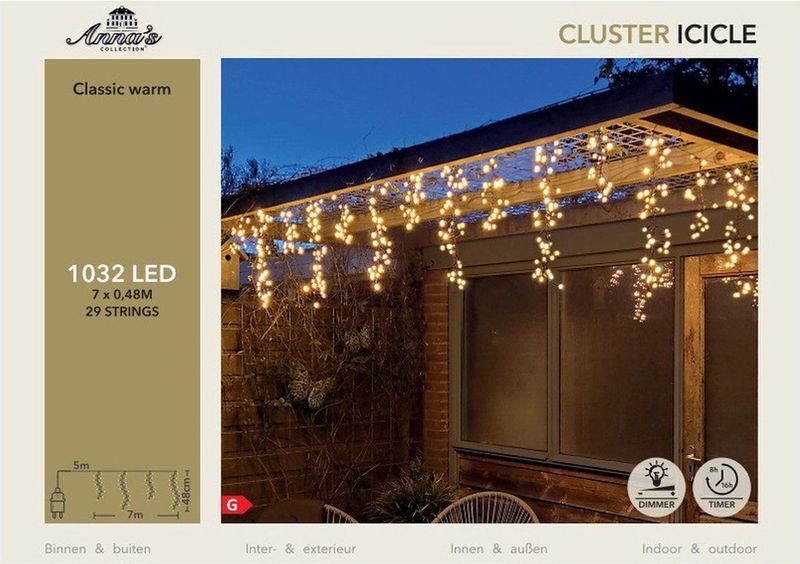 Anna's Collection - Ijspegelverlichting - Warm Wit - 1032 LED Lampjes - 700 cm