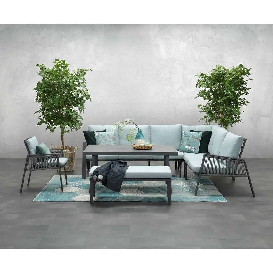 Garden Impressions Brendon lounge dining set 4-delig rechts - mint grijs