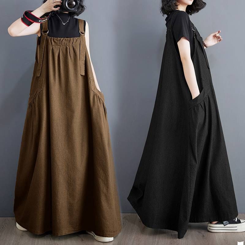Lewwe - Maxi-jurk met vierkante hals en effen kleur