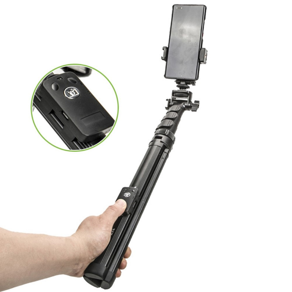 (148 cm) Verstellbarer Teleskop Ständer Live Stream Stativ Selfie Stick Smartphone / Kamera Halterung mit Bluetooth Fernauslöser - Schwarz