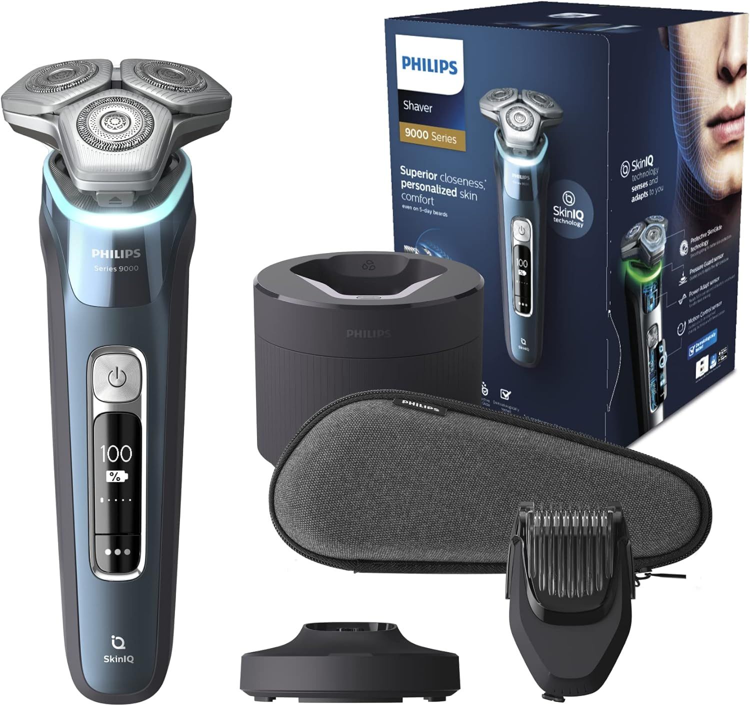 Philips Shaver - Elektrischer Nass- und Trockenrasierer für Herren mit Bartstyler-Aufsat
