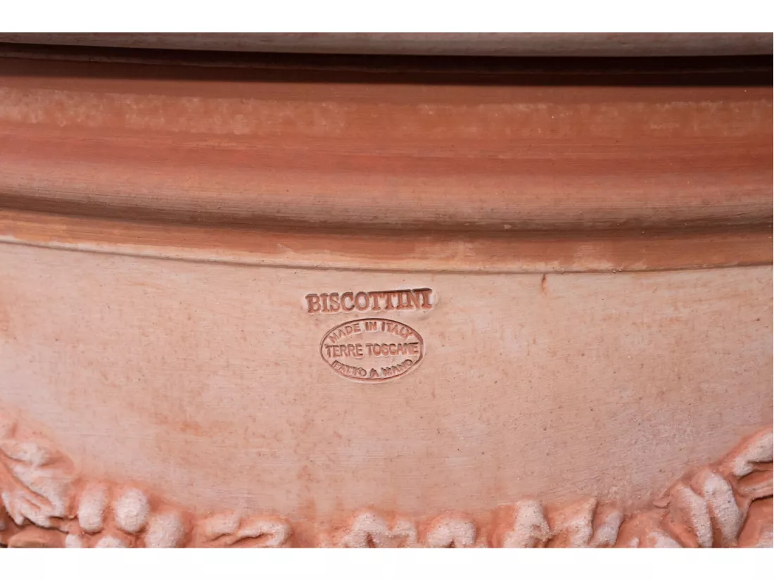 Vase Terre Cuite Toscane - Grand pot pour plantes et fleurs d'extérieur 72x61cm - Décoré à la main et fabriqué en Italie