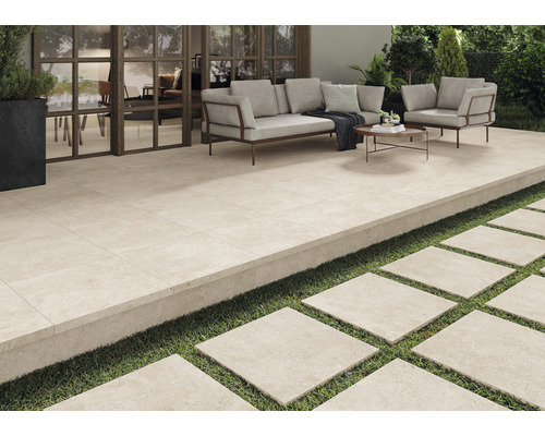 Porseleinen terrastegel Rock beige gerectificeerde rand 60 x 60 x 2 cm