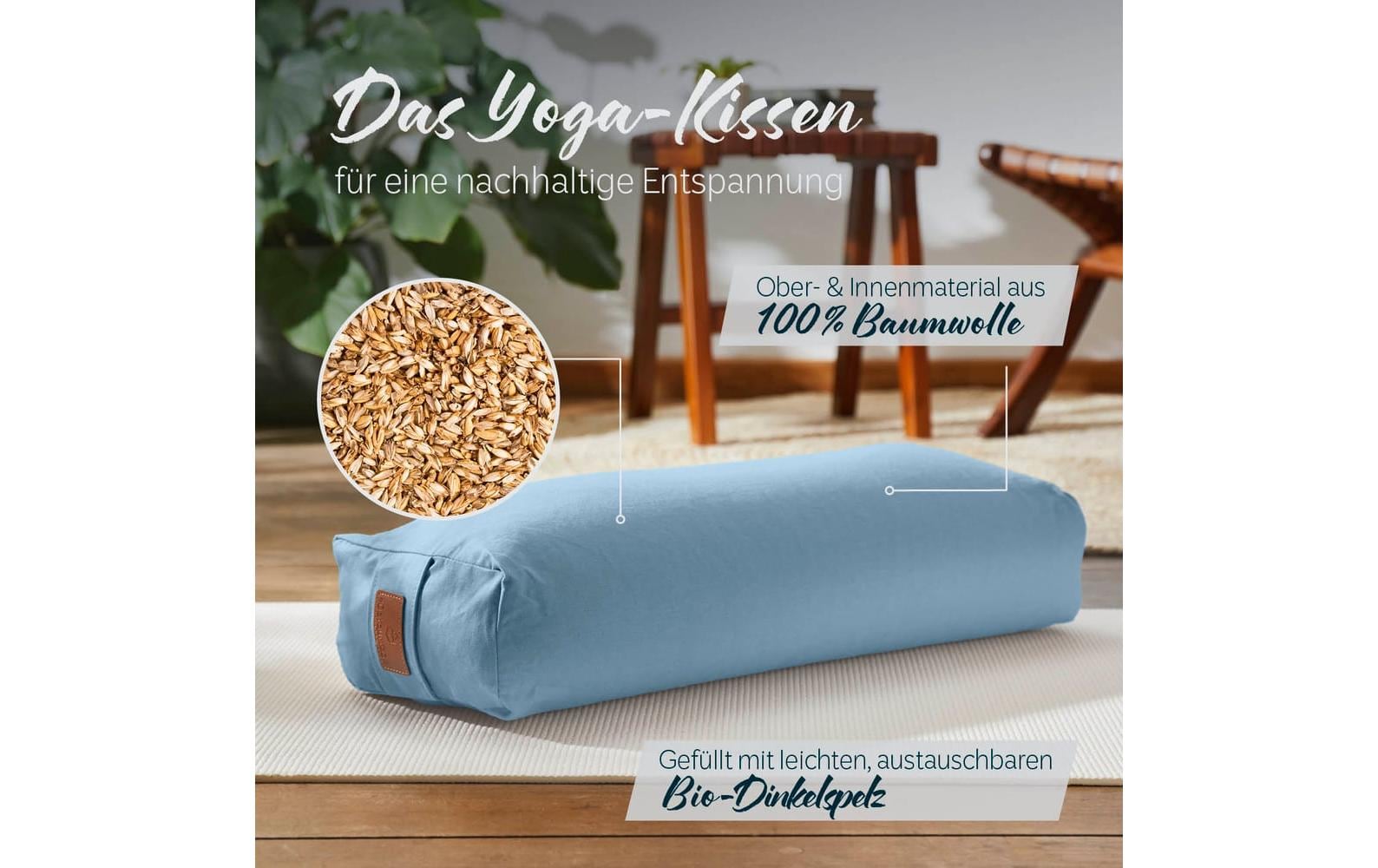 Yoga-Bolster Paravati Bio-Dinkelspelz, HellblauYoga-Zubehör