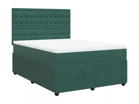 Sommier à lattes de lit et matelas Vert foncé 140x190cm Velours