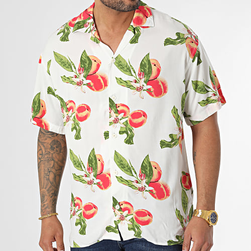 Chemise Manches Courtes Luke Flores Resort Blanc Floral