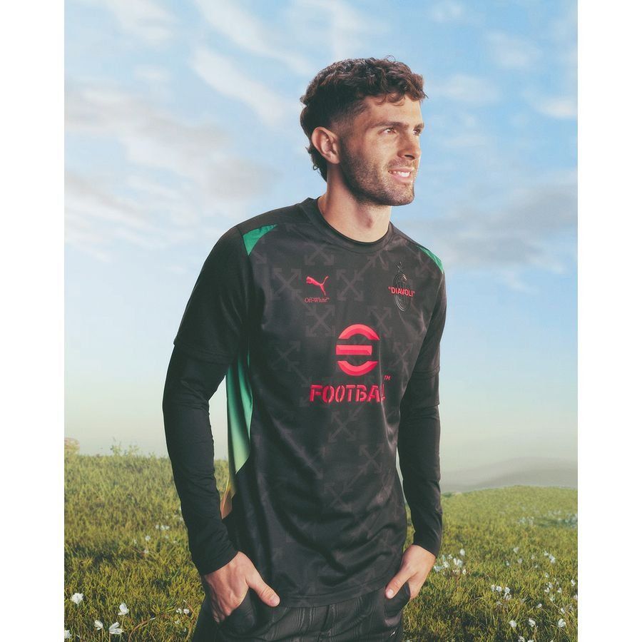 Milan AC X Off-White T-shirt d'Entraînement Avant-Match - Noir/For All Time Red ÉDITION LIMITÉE