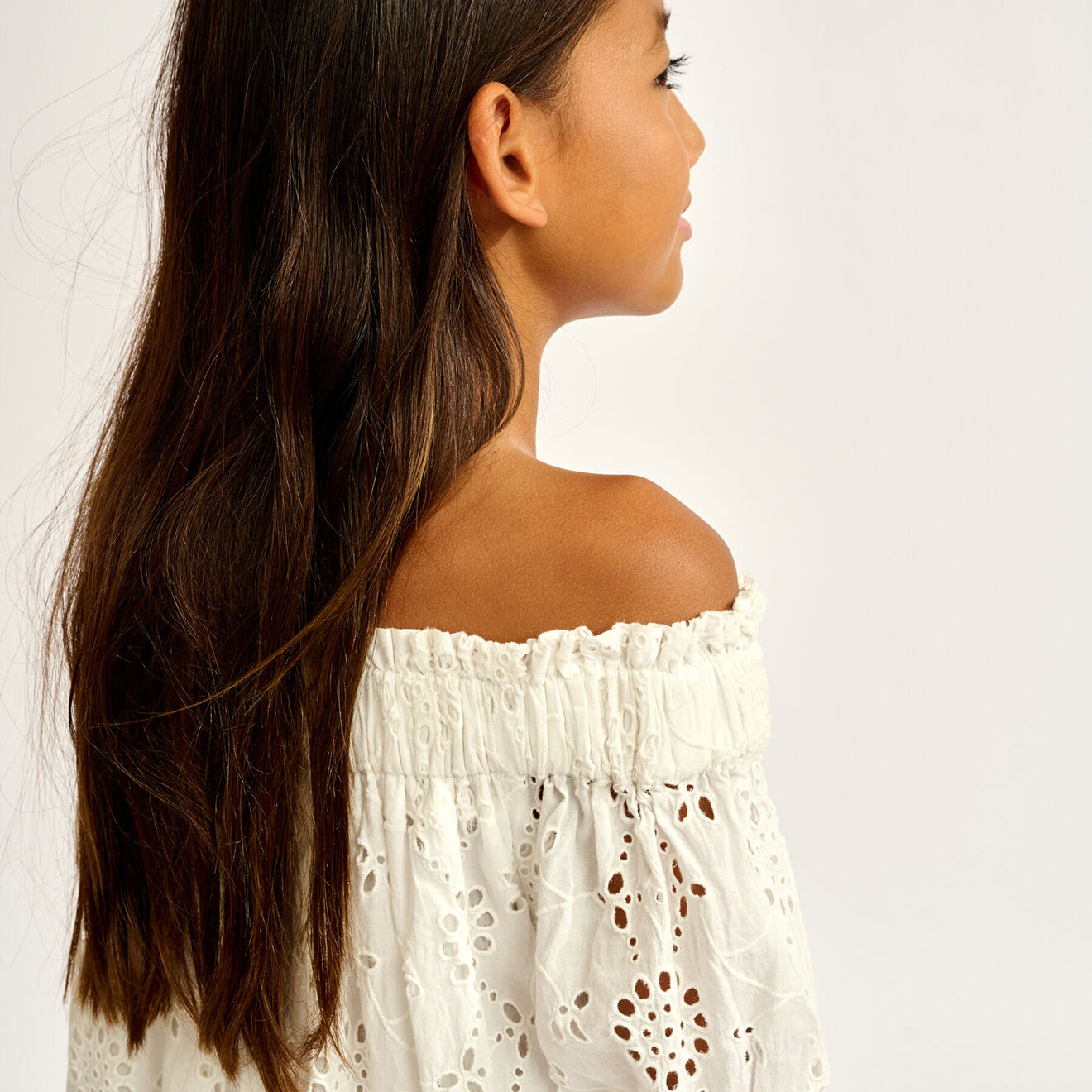 Bellerose Robe en Popeline brodée Henna blanche