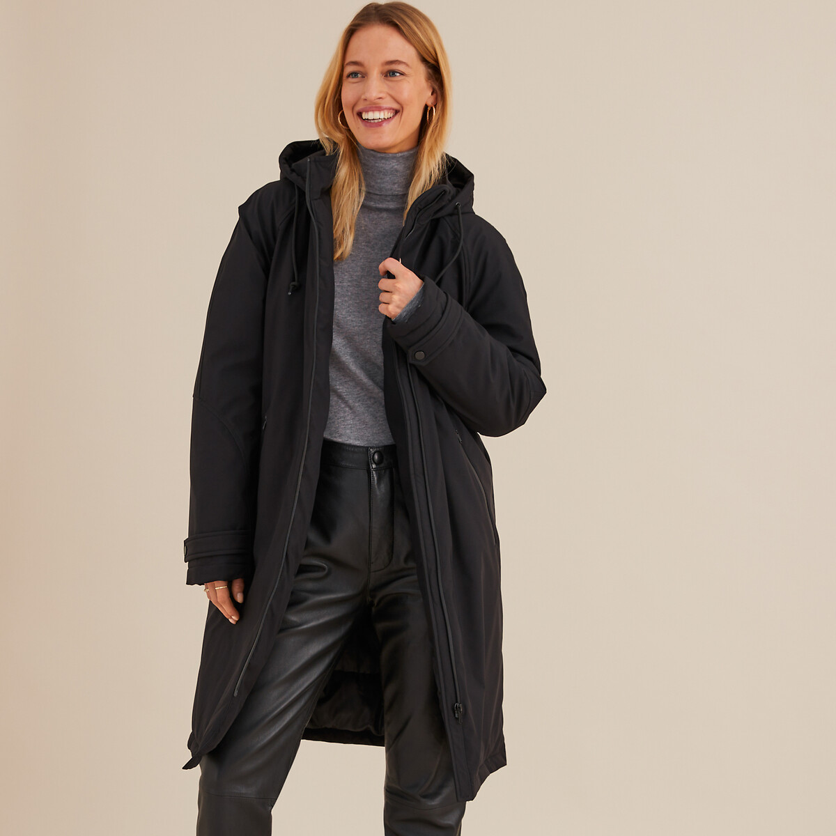ANNE WEYBURN<br>Parka de comprimento médio com capuz fixo, para meia-estação