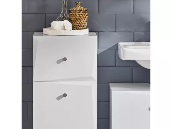 Armoire À Linge, Corbeille À Linge Avec 1 Tiroir Et 1 Panier À Linge Amovible, Blanc, BZr93-w