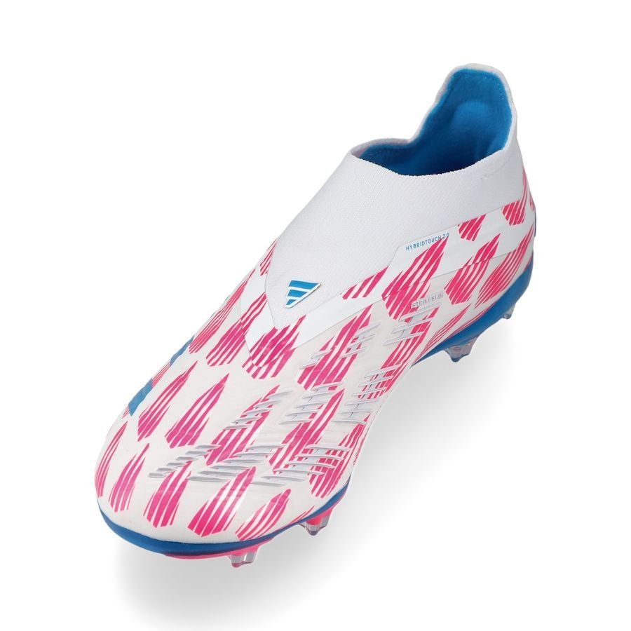 adidas Predator Elite Laceless FG Reemergence - Blanc/Bleu/Rose Enfant