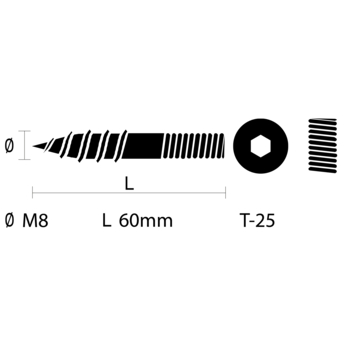 GAMMA stokschroef M8 x 60 mm 10 stuks