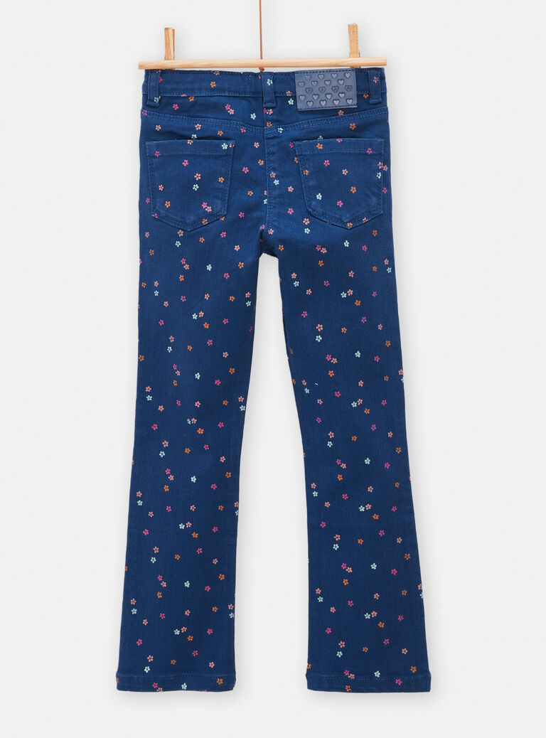 Jean à motif fleuri écru pour fille
