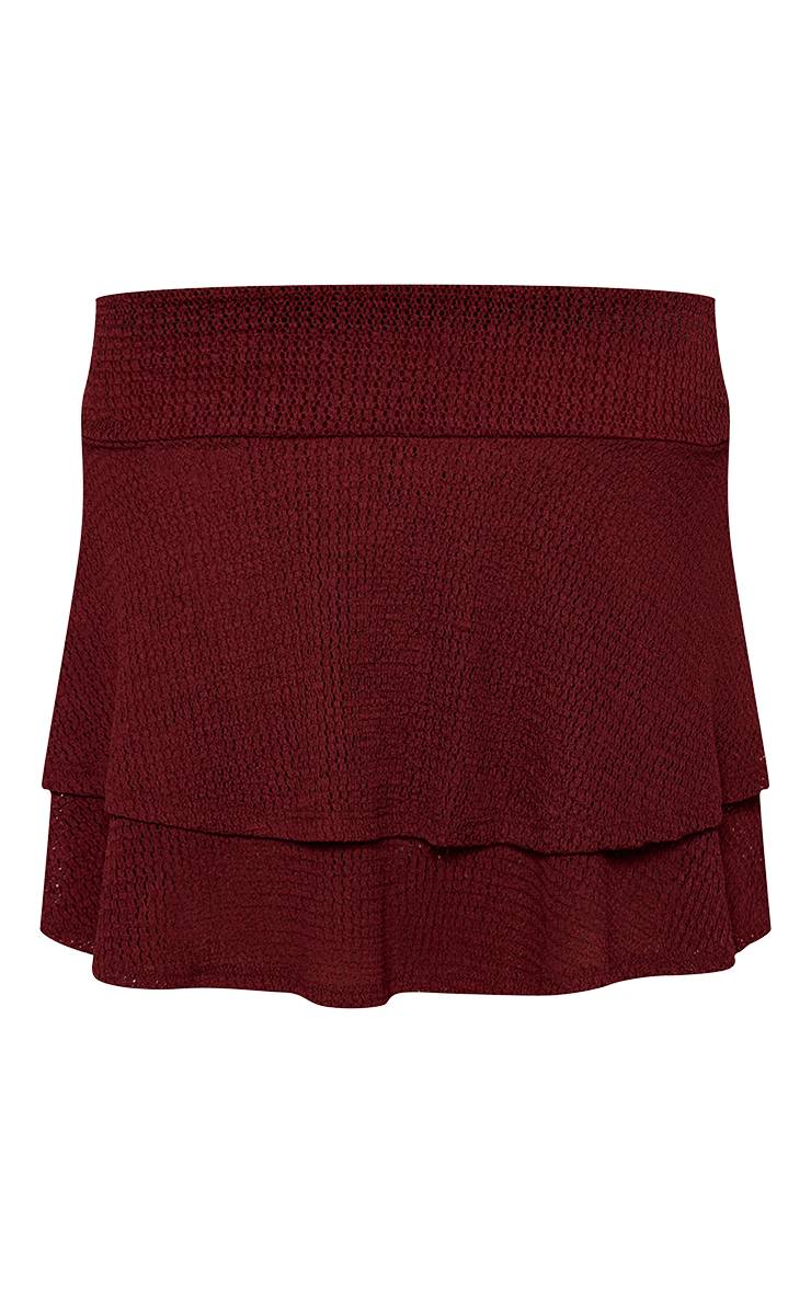 Rouge Vin Ensemble Coordonné Jupe Mini Fluide Texturée