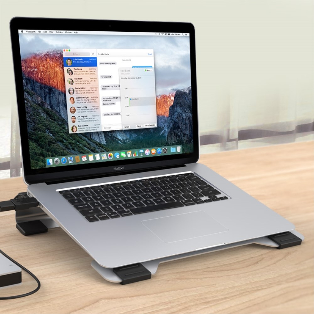 MacBook / Laptop Premium Kühler Alu Ständer Halterung mit zweifachem Lüfter - Silber