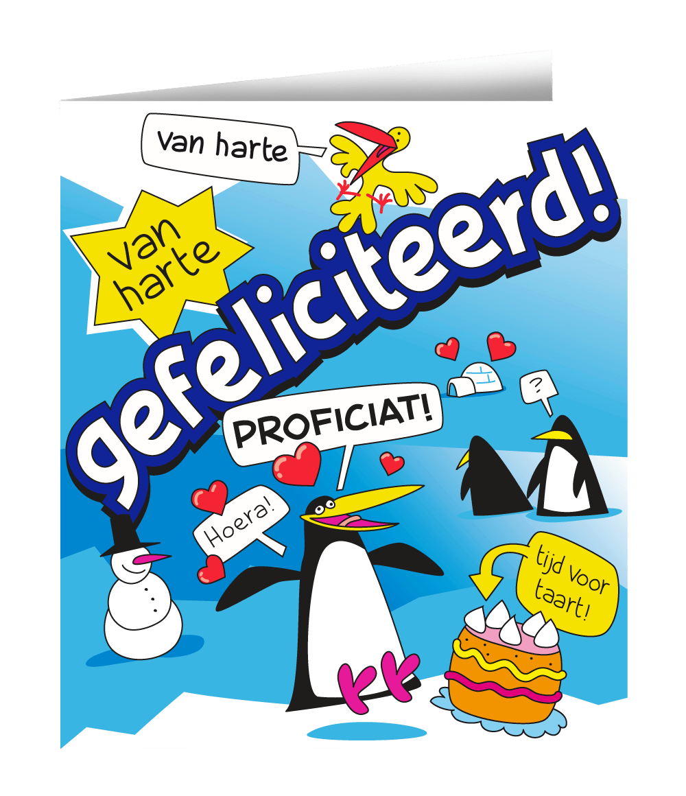 Verjaardagskaart Gefeliciteerd Cartoon 16,5cm