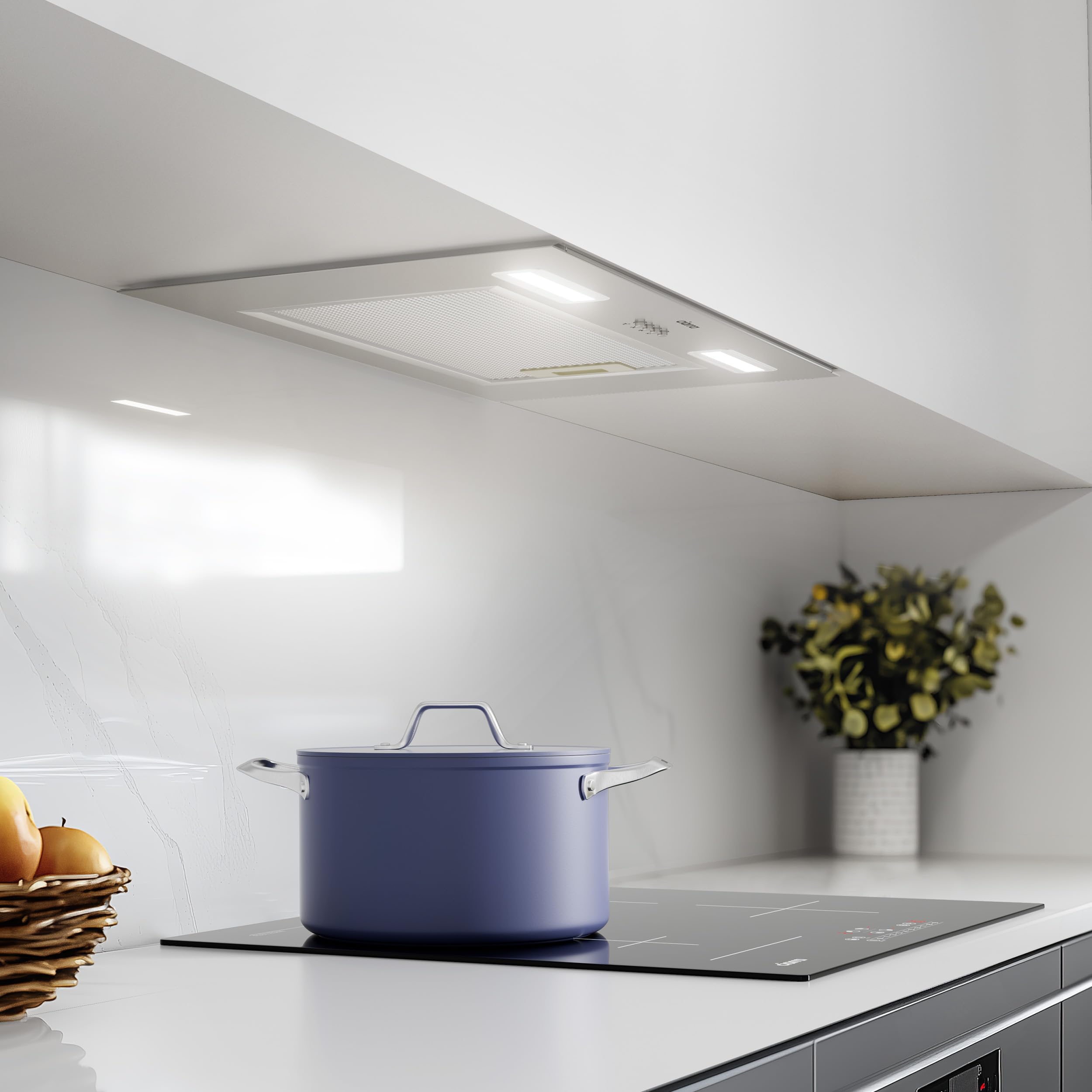 Ciarra Hotte Aspirante Encastrée 60cm A+++, 650 m³/h, 3 Vitesses, Mode Recyclage ou Évacuation, Filtre à Charbon Inclus, LED Éclairage, Inox – CBCS692