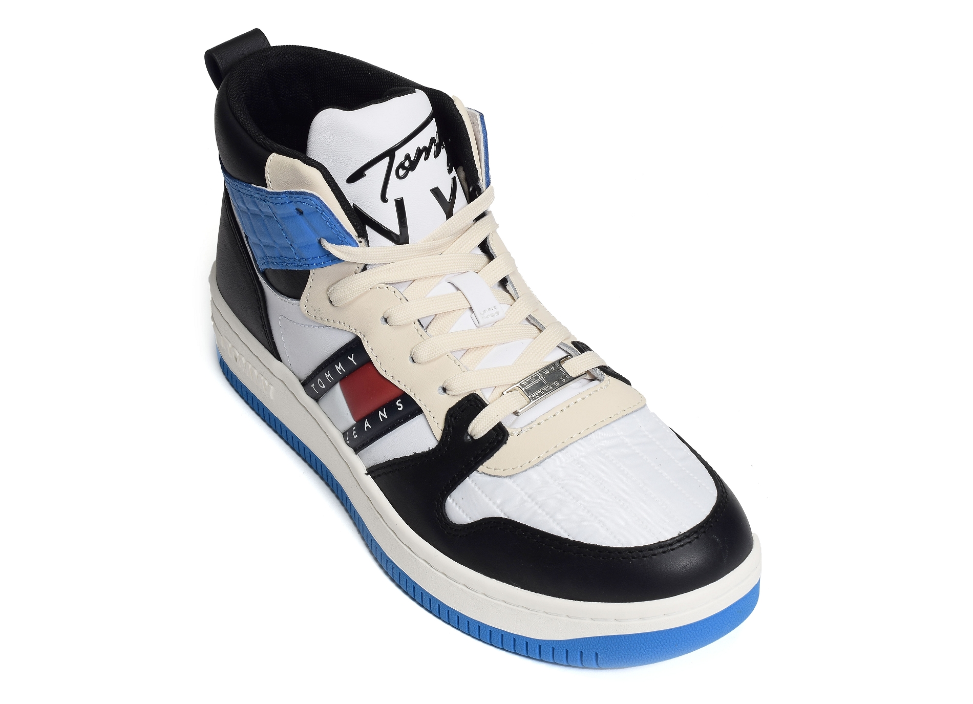 Mid cut tommy jeans basket 1075 blanc bleu