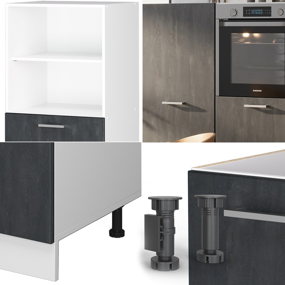 Vicco Küchenblock R-Line 180 cm Schwarz Beton Weiß ohne Arbeitsplatte