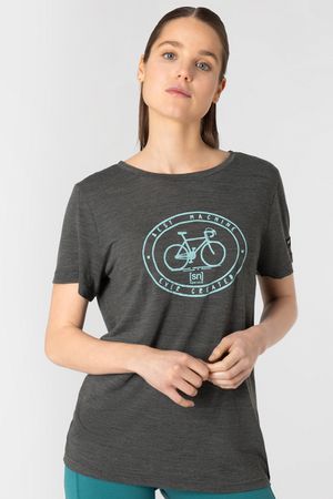 MAQUINA Damen-Kurzarm-Merino-Shirt  pirate grey melange  XS