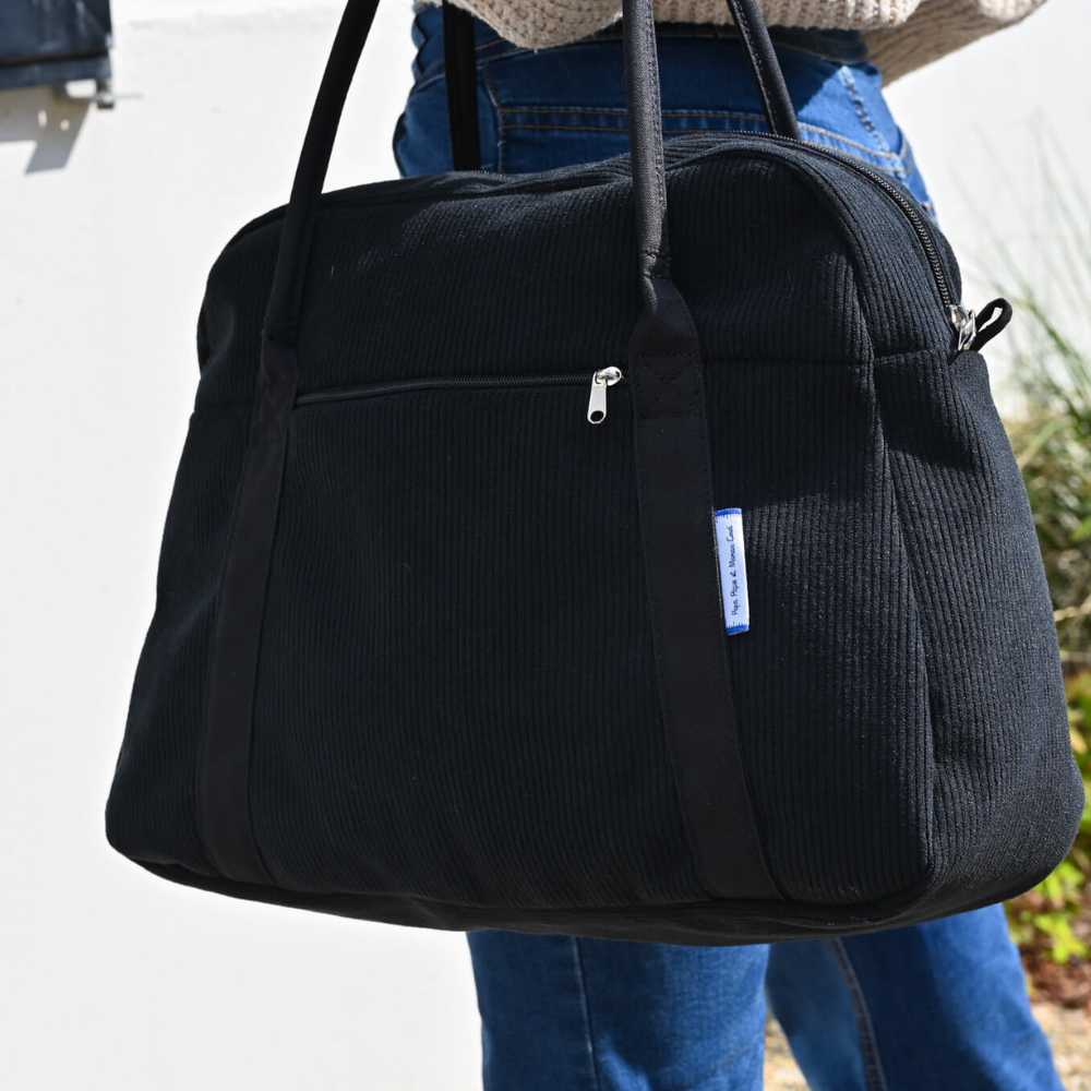 Sac Bowling Velours Côtelé Noir