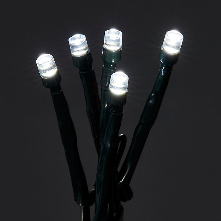 Guirlande lumineuse LED intérieure et extérieure blanc froid câble vert 8 fonctions 37,5 m
