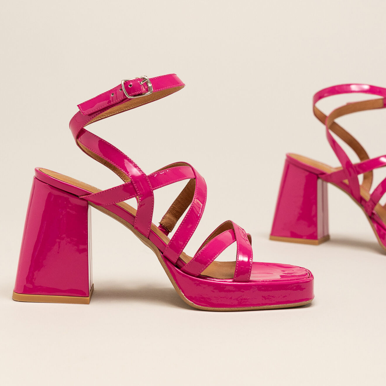 Jonak Sandales en Cuir verni Divine fuchsia - Talon 9 cm