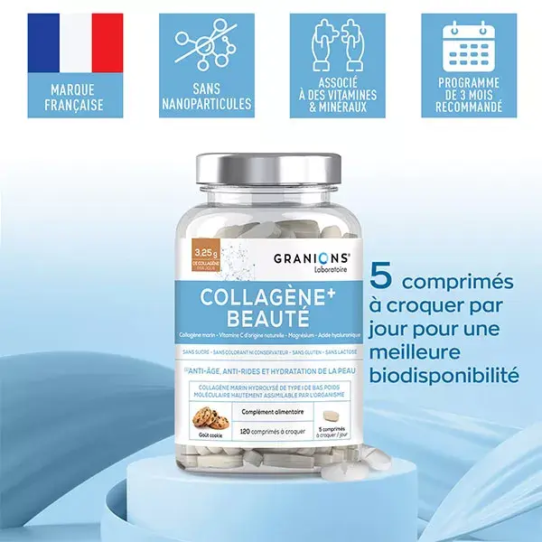Granions Collagen+ Beauty Chocolate 120 comprimidos mastigáveis