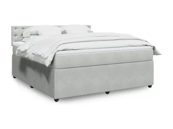 Sommier à lattes de lit et matelas Gris clair 180x200cm Velours