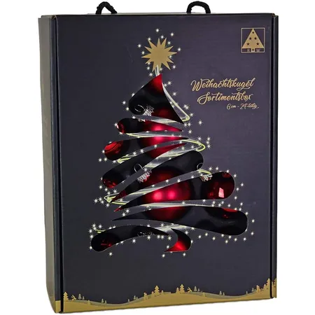 Riffelmacher Weihnachtsglaskugeln rot, 24 Stück
