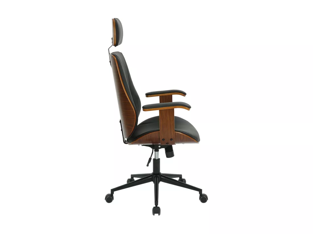 Chaise de bureau - Similicuir & Métal - Noyer / Noir - Lugo