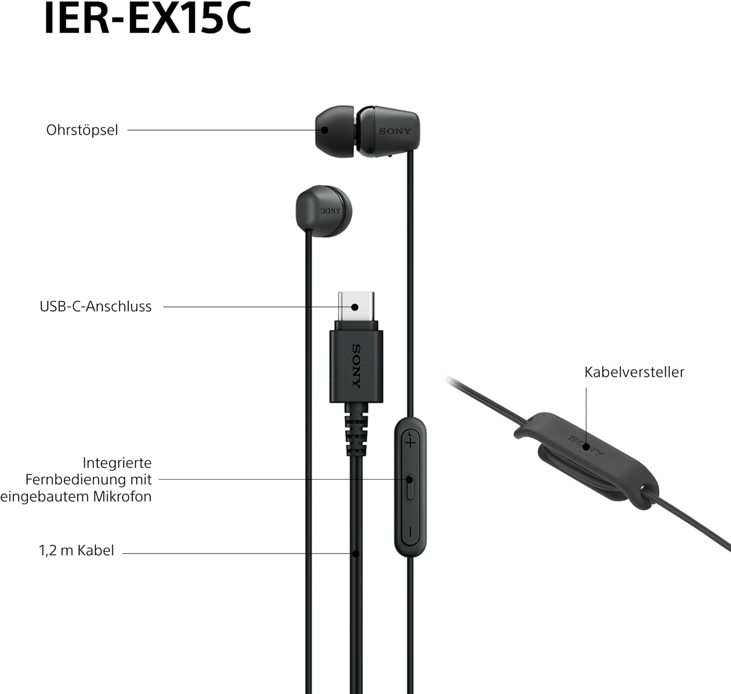 IER-EX15C In-Ear Kopfhörer mit USB-C-Anschluss und Mikrofon (IEREX15CP.CE7) - Pink