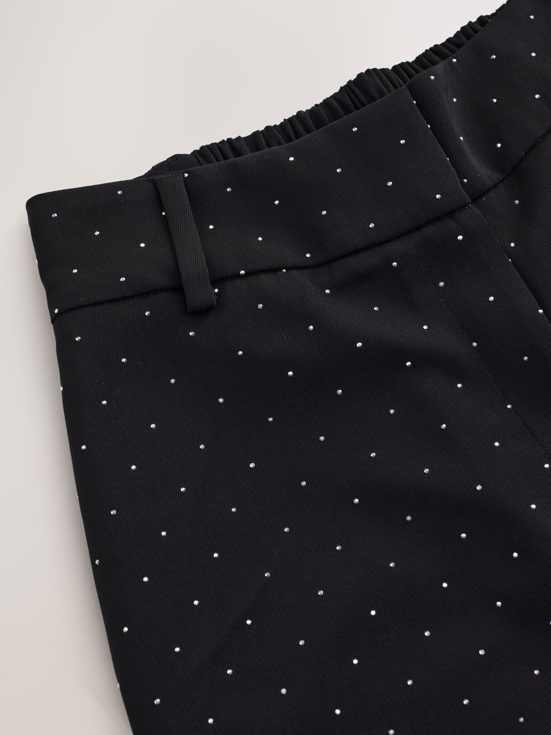 Zwart - Sparkle Stud Embellished Wide Leg Trousers