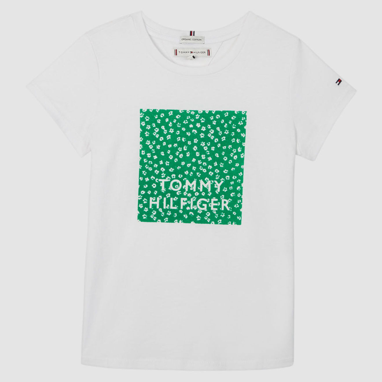 Tommy Hilfiger T-Shirt en Coton à carré fleurs blanc