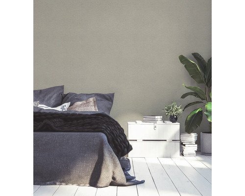 Vliesbehang 39351-8 Famous Garden Uni gevlekt beige donkergrijs