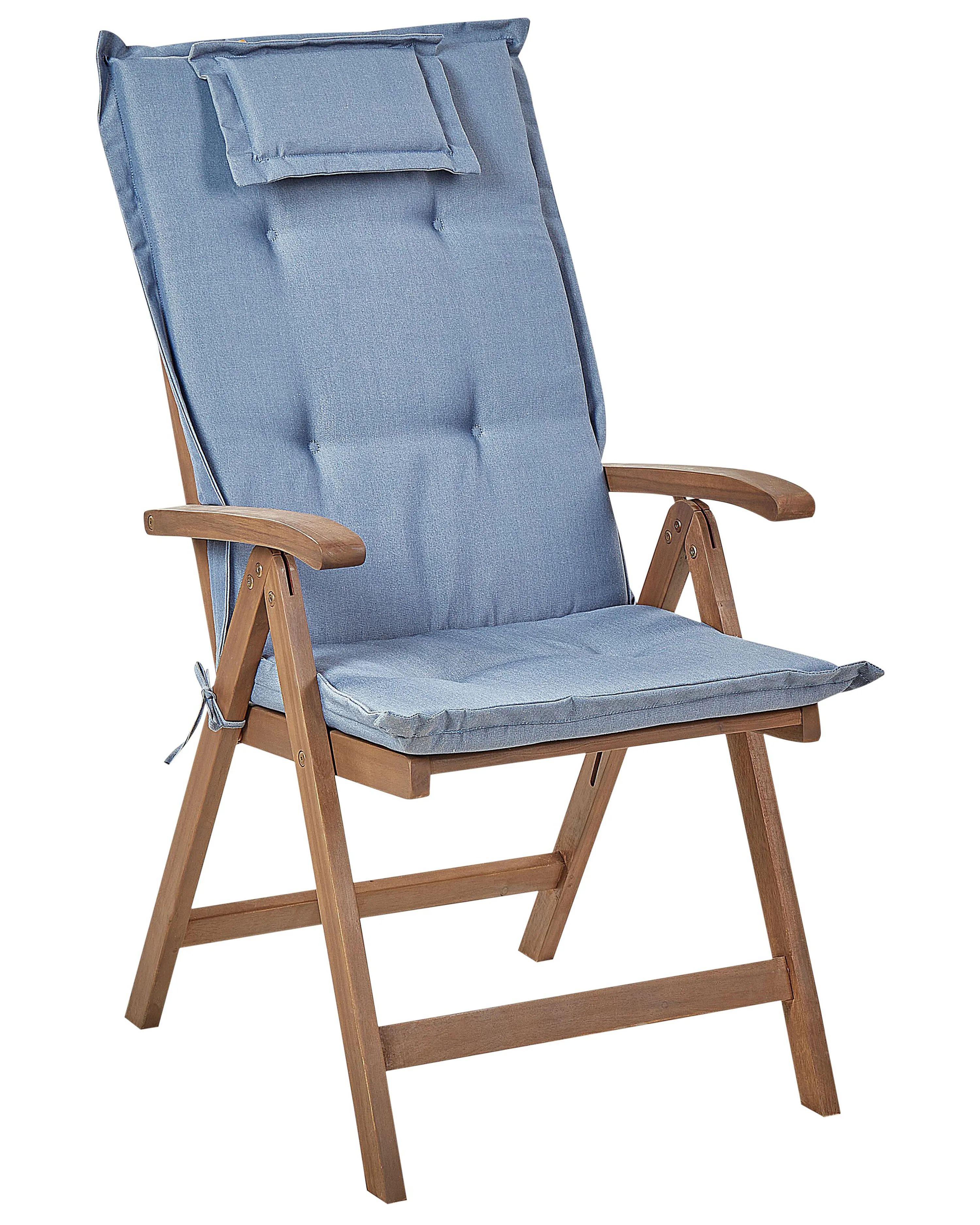 Set van 2 stoelen met zitkussen AMANTEA Acaciahout Blauw