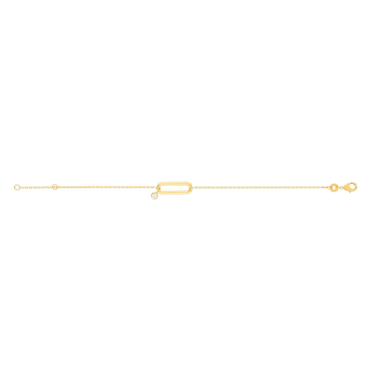 Bracelet plaqué or motif ovale zirconia 18 cm
