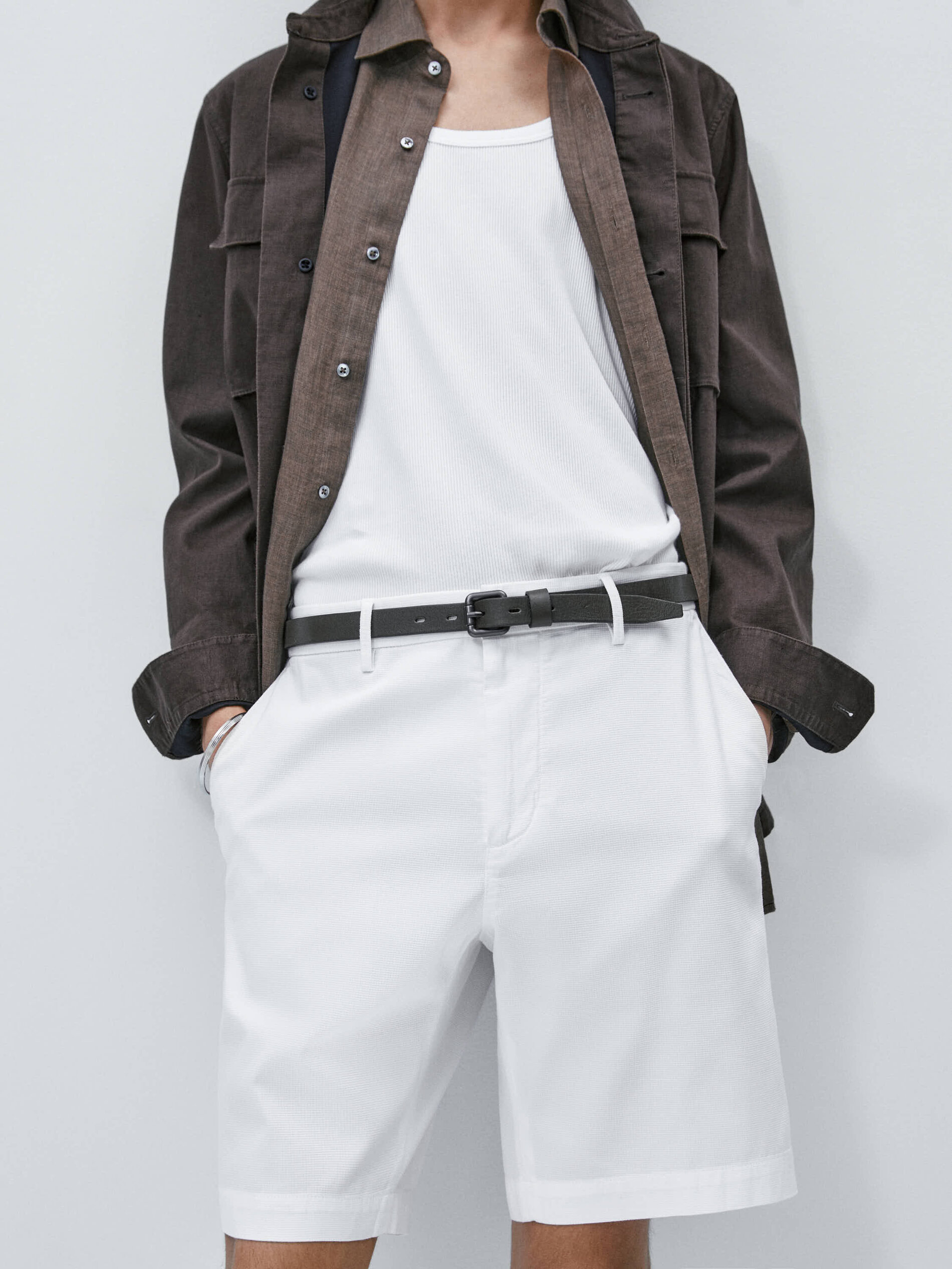 Bermuda stretch algodón mezcla - BRANCO