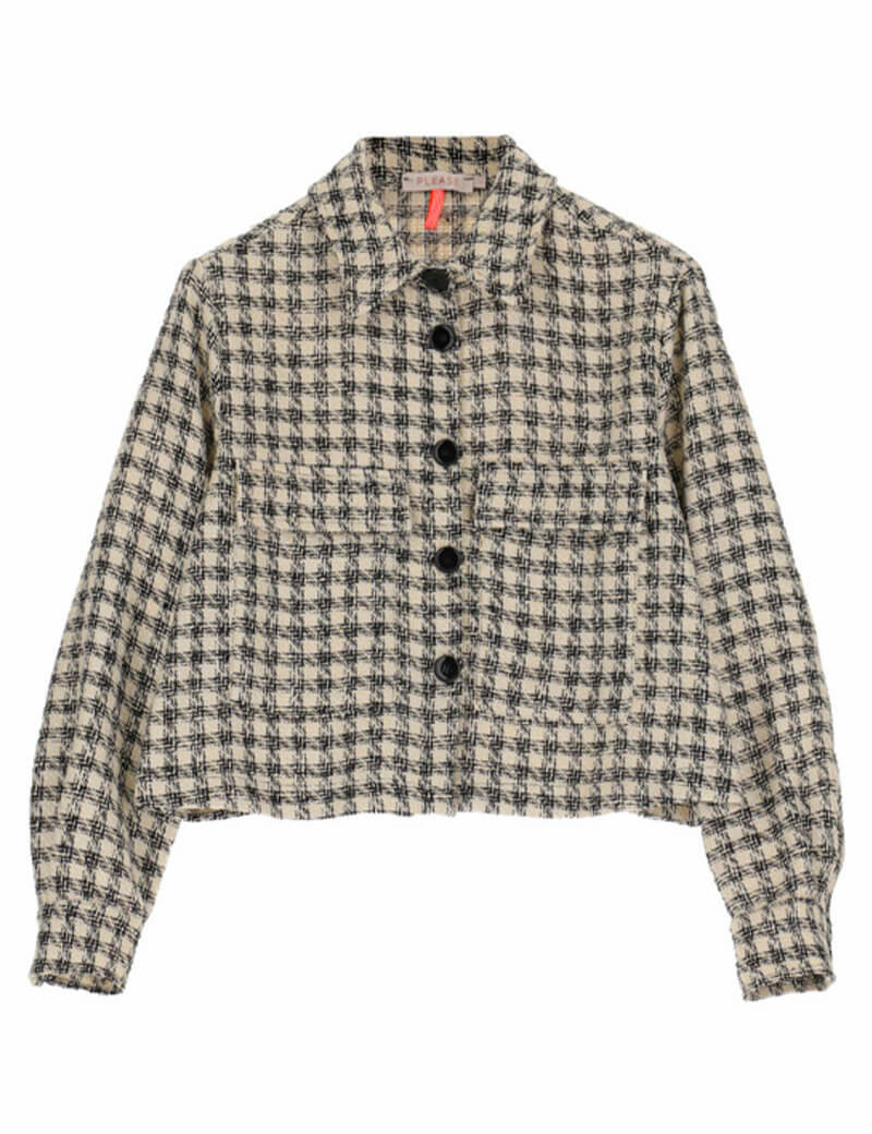 PLEASE VESTE CHEMISE CARREAUX NOIR ECRU