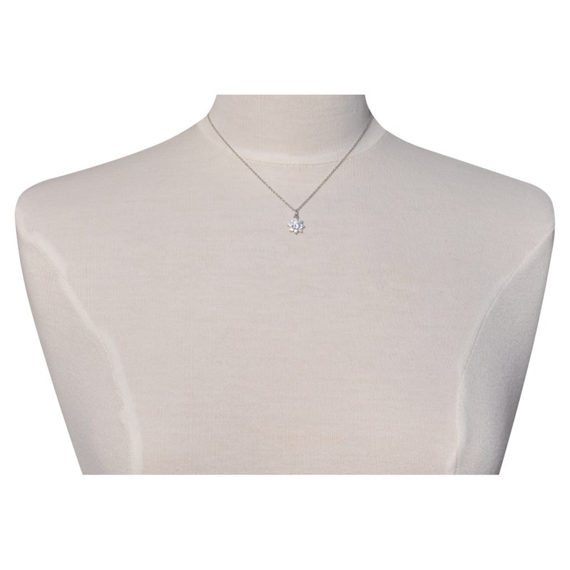 Pendentif Argent Fleur et Oxydes Blancs