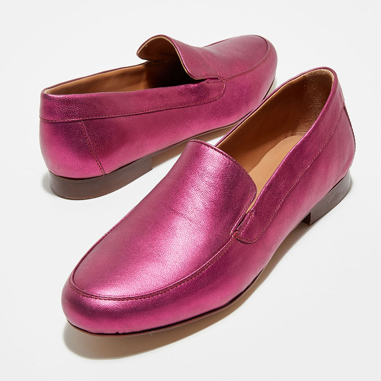 Quartier Latin Mocassins en Cuir Love irisés rose fluo