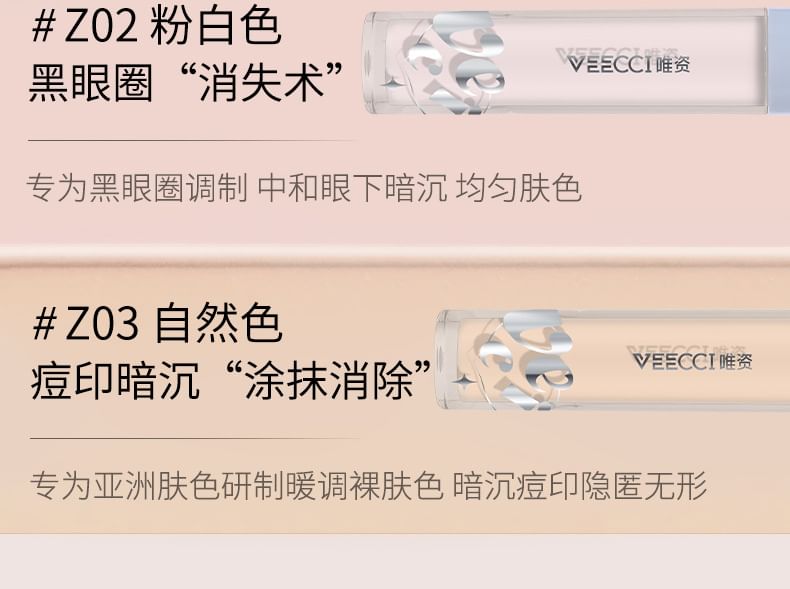 VEECCI - Dual-Ended Evenly Matched Concealer - 3 tinten