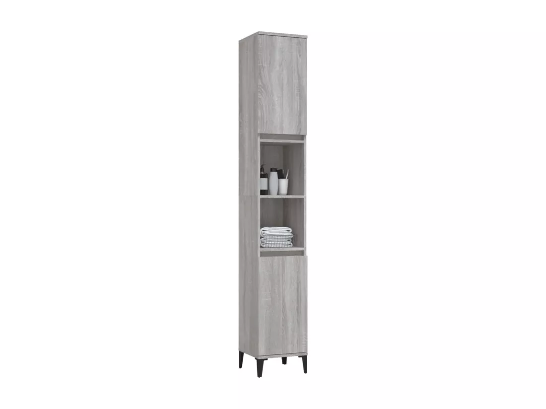 Armoire de bain sonoma gris 30x30x190 cm bois d'ingénierie