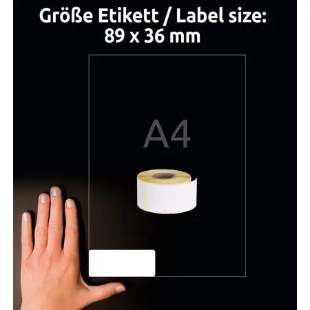 Avery Zweckform AS0722400 Rollenetiketten Adressaufkleber 36 x 89 mm, 2 Rolle/520 Etiketten, weiß