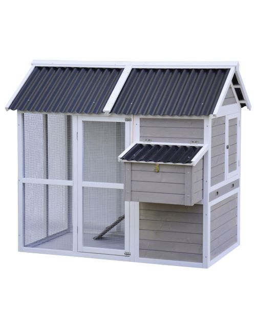 Homestyle Kippenhok Toscany - Kippenhok - 128x120x138 cm Wit Bruin