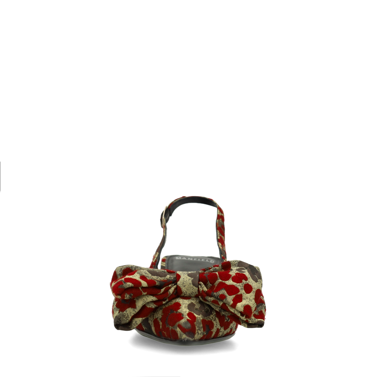 Burgundy leopard slingbacks met strik