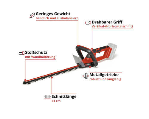 EINHELL Power X-Change GC-CH 18/50 Li accu-heggenschaar zonder accu en lader