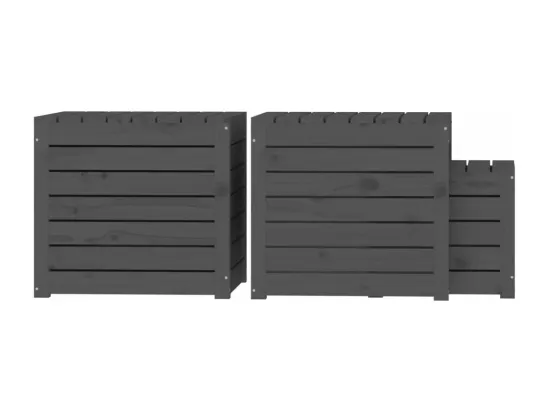 Ensemble de boîtes de jardin 3 pcs gris bois de pin massif