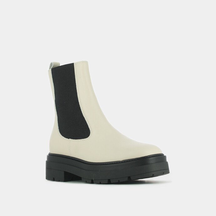 Bottines à plateformes  en cuir écru