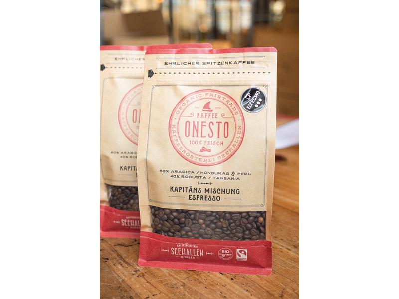 ONESTO Kaffeebohnen Bio Kapitäns Mischung 1 kg Bohnenkaffee aus biologischem Anbau